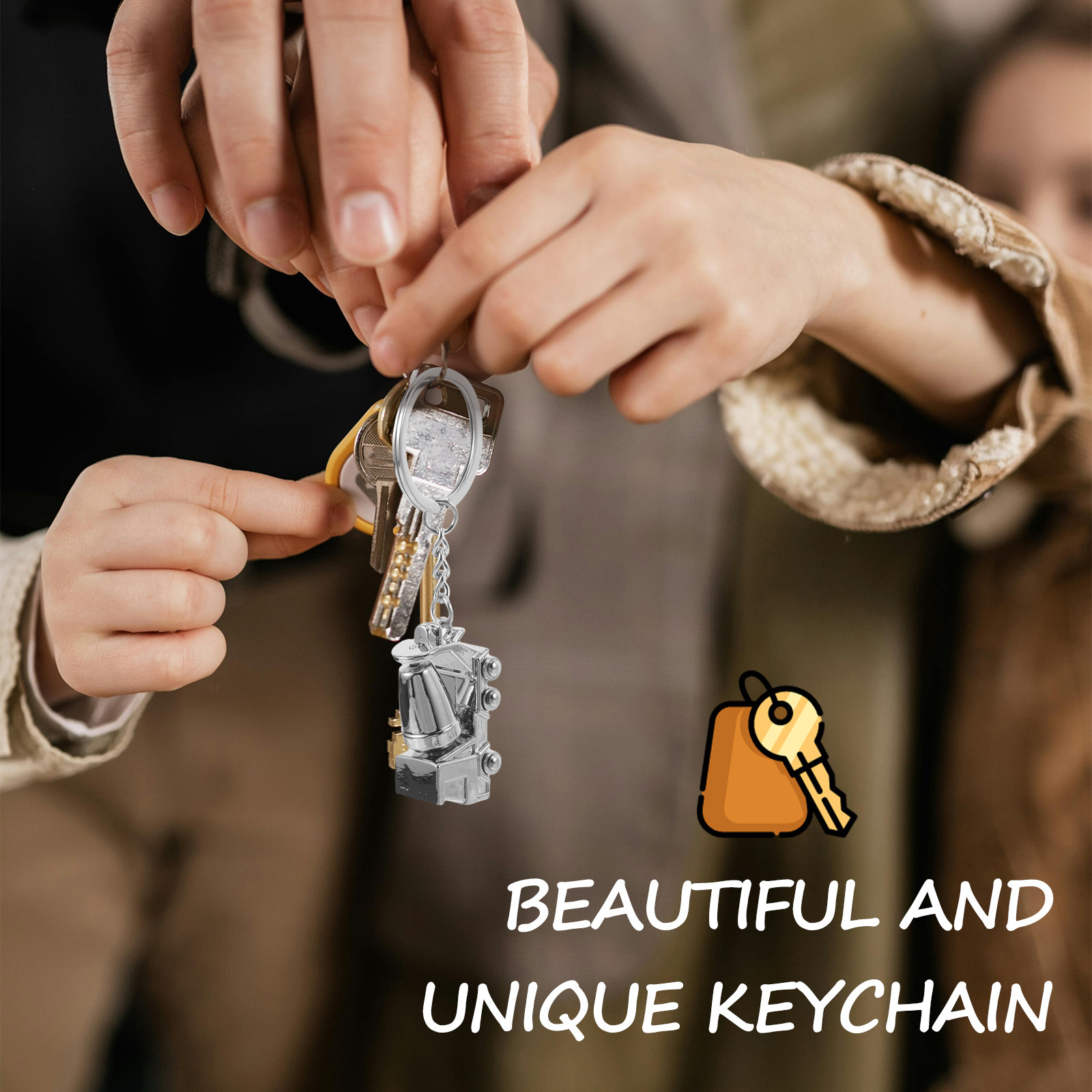 Heavy Equipment Keychain - Alloy Keychain 3D Mixer Truck Construction
